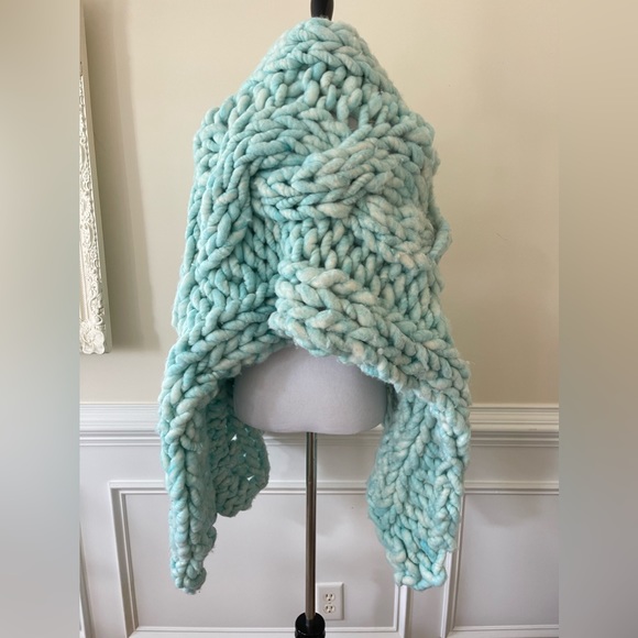 New Free People Loopy Mango Scarf Shrug Sweater Merino Wool Handmade - Picture 2 of 3